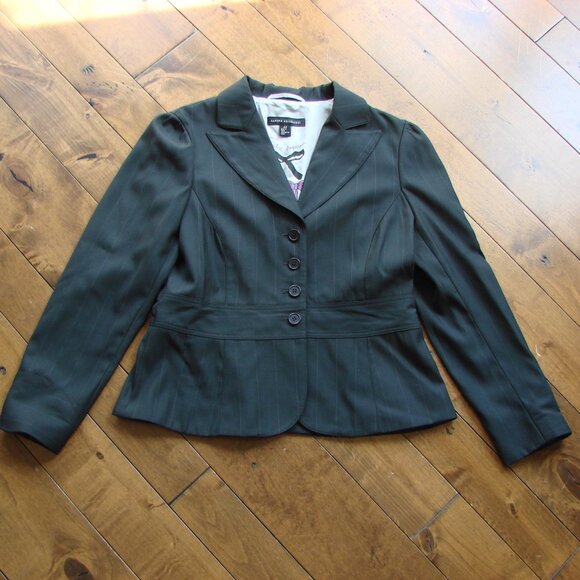 Sandra Angelozzi Black Pinstripe Blazer Jacket Button Office Size EU 42 Large - Picture 1 of 15